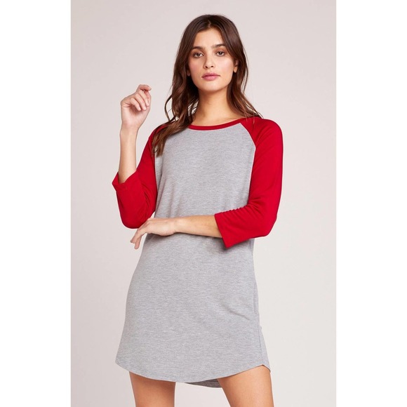 BB DAKOTA Raglan Shirt Dress Red & Gray Size Small - Picture 2 of 5